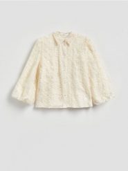 Koszula z haftem - złamana biel. Koszule Reserved, l, bez wzorów, z bawełny, bez kołnierzyka, bez ramiączek. Za 179.99 zł.