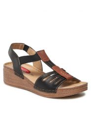 Go Soft Sandały ARC-2304-03 Czarny. Czarne sandały GO SOFT, bez wzorów, ze skóry, bez obcasa, na koturnie, bez zapięcia. Za 149.99 zł.