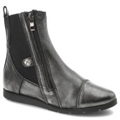 Srebrne Botki Marshall Ocieplane Buty Damskie. Czarne botki Marshall, z aplikacjami, ze skóry, bez obcasa, na obcasie, bez zapięcia. Za 279.00 zł.