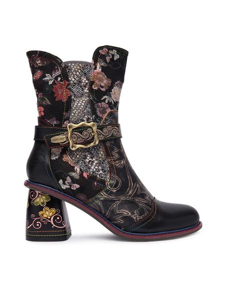 Laura Vita Botki Evcao 82 Czarny. Czarne botki Laura Vita, bez wzorów, ze skóry, bez obcasa, na słupku, bez zapięcia. Za 479.99 zł.