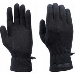 Rękawiczki polarowe dla kobiet Hi-tec Lady salmo. Czarne rękawiczki Hi-tec, bez wzorów, z polaru, sportowe. W wyprzedaży za 29.99 zł.