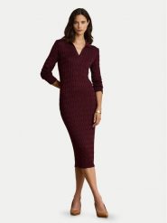LAUREN RALPH LAUREN Sukienka dzianinowa 200B34422003 Bordowy Slim Fit. Czerwone sukienki Lauren Ralph Lauren, l, bez wzorów, z bawełny, bez kołnierzyka, bez ramiączek. Za 1,299.00 zł.