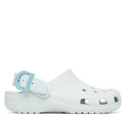 Klapki Crocs. Niebieskie klapki Crocs, bez wzorów, bez obcasa. Za 259.99 zł.