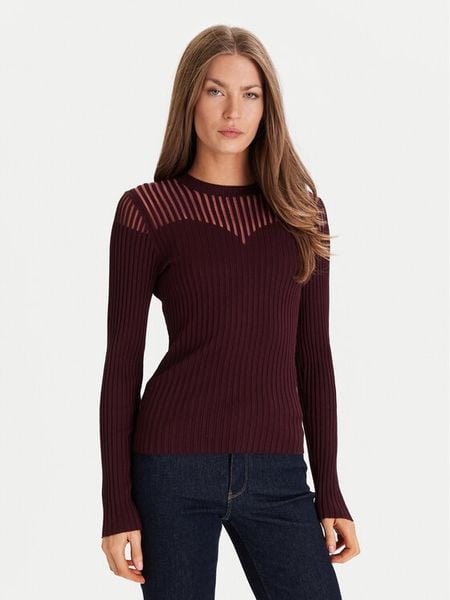 Morgan Sweter 252-MAMDO Bordowy Slim Fit. Czerwone swetry Morgan, m, bez wzorów, z wiskozy, bez ramiączek. Za 211.99 zł.