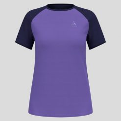 Koszulka damska Odlo X-ALP TRAIL T-shirt crew neck s/s. Fioletowe bluzki Odlo, s, bez wzorów, sportowe, bez kołnierzyka, bez ramiączek. Za 277.74 zł.