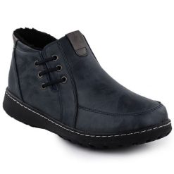Botki damskie komfortowe granatowe Potocki 25-90349. Botki POTOCKI, bez wzorów, z materiału, bez obcasa, bez zapięcia. Za 149.99 zł.