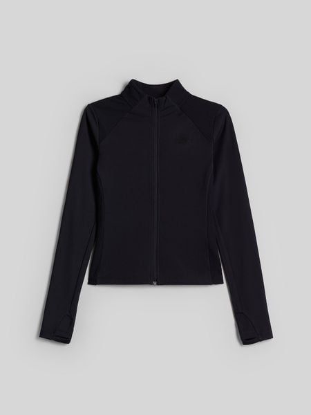 4F Bluza do jogi slim szybkoschnąca damska - czarna S. Czarne bluzy 4f, l, bez wzorów, z włókna, bez kaptura. Za 199.99 zł.