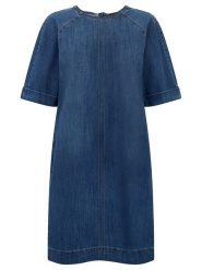 APART Sukienka dżinsowa w kolorze granatowym rozmiar: 40. Niebieskie sukienki Apart, bez wzorów, bez kołnierzyka, bez ramiączek, midi. Za 284.95 zł.