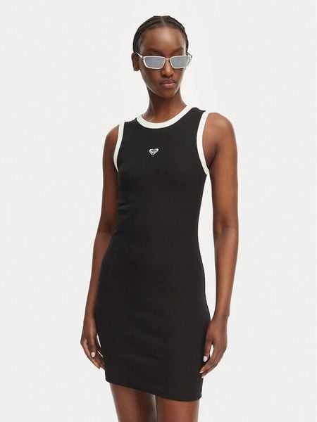 Roxy Sukienka codzienna Iconic Days ERJKD03547 Czarny Slim Fit. Czarne sukienki Roxy, na co dzień, s, bez wzorów, z bawełny, bez kołnierzyka, bez ramiączek, proste. Za 75.99 zł.