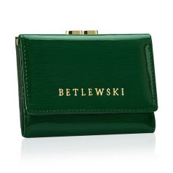 Portfel damski BETLEWSKI ZBPD-BS-14 ZIELONY. Zielone portfele Betlewski, bez wzorów, ze skóry. Za 129.99 zł.