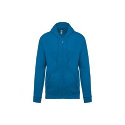 Bluza z kapturem i zamkiem błyskawicznym Kariban. Niebieskie bluzy sportowe KARIBAN, uniwersalny, bez wzorów, z bawełny, z kapturem. Za 195.50 zł.