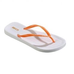 Beco Sunshine japonki damskie, biało-pomarańczowe. Białe klapki 47 Brand, bez wzorów, bez obcasa. Za 198.99 zł.