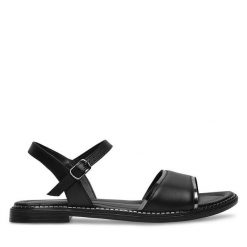 Sandały Lasocki. Czarne sandały Lasocki, bez wzorów, bez obcasa, na płaskiej podeszwie, bez zapięcia. Za 129.99 zł.