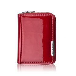 Portfel damski skórzany mini czerwony skóra naturalna lakierowana SP-18-RD. Czerwone portfele PAOLO PERUZZI, bez wzorów, z lakierowanej skóry. Za 59.00 zł.