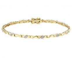 Bransoletka z żółtego złota z diamentami - 18 cm - 0,10 ct - próba 585. Żółte bransoletki Apart, z diamentem, złote. Za 10,990.00 zł.