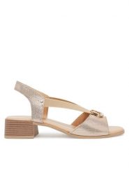 Go Soft Sandały RST-6088-05 Złoty. Żółte sandały GO SOFT, bez wzorów, z nubiku, bez obcasa, na słupku, bez zapięcia. Za 169.99 zł.