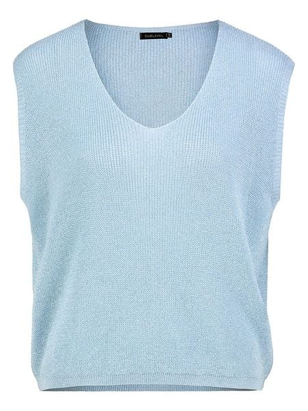 Sublevel Bezrękawnik w kolorze błękitnym rozmiar: M/L. Niebieskie swetry Sublevel, l, bez wzorów, bez ramiączek. Za 119.95 zł.