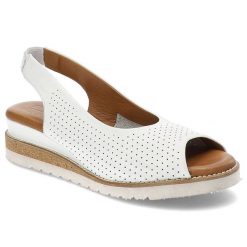 Białe Sandały Artiker Modne Obuwie Damskie. Białe sandały Artiker, bez wzorów, ze skóry, bez obcasa, na koturnie, bez zapięcia. Za 269.99 zł.