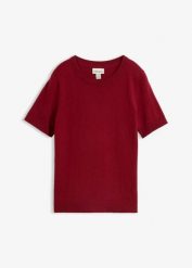 Cienki sweter z miękkiej mieszanki wełny. Fioletowe swetry bonprix, bez wzorów, z dzianiny, bez ramiączek. Za 179.99 zł.