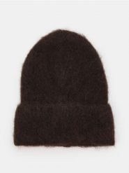 Czapka beanie z domieszką wełny i alpaki - brązowy. Brązowe czapki Sinsay, bez wzorów, z wełny. Za 29.99 zł.