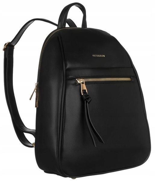 Plecak damski Peterson PTN PLEC-ALE-2 czarny. Czarne plecaki Peterson, bez wzorów, ze skóry ekologicznej. Za 123.15 zł.