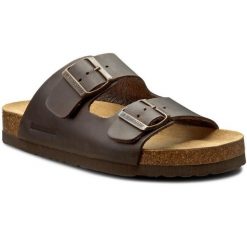 Klapki Dr. Brinkmann. Brązowe klapki Dr. Brinkmann, bez wzorów, bez obcasa. Za 299.99 zł.