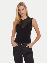 Morgan Bluzka 252-DIMARA Czarny Slim Fit. Czarne bluzki Morgan, s, bez wzorów, z syntetyku, bez kołnierzyka, bez ramiączek. Za 139.99 zł.