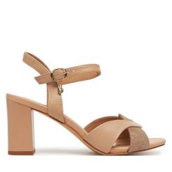 Sandały Lasocki. Brązowe sandały Lasocki, bez wzorów, bez obcasa, na słupku, bez zapięcia. Za 219.99 zł.