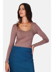 ASSUILI Koszulka w kolorze szarobrązowym rozmiar: 42. Brązowe bluzki Assuili, bez wzorów, klasyczne, bez kołnierzyka, bez ramiączek. Za 65.69 zł.