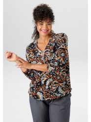 Aniston Koszulka w kolorze czarnym ze wzorem rozmiar: 50. Czarne bluzki Aniston, bez wzorów, bez kołnierzyka, bez ramiączek. Za 78.47 zł.