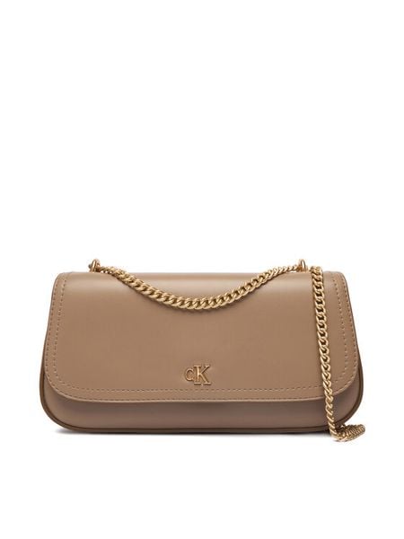 Calvin Klein Torebka Ck Convertible Chain Small Bag LV04F3172G Beżowy. Brązowe torebki klasyczne Calvin Klein, bez wzorów, ze skóry, bez dodatków. Za 529.99 zł.