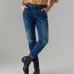 Jeansy boyfriend cropped straight - Niebieski. Niebieskie jeansy Mohito, bez wzorów. Za 119.99 zł.