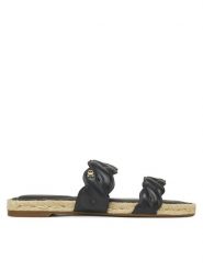 Tommy Hilfiger Klapki Leather Rope Espadrille Mule FW0FW08503 Czarny. Czarne klapki TOMMY HILFIGER, bez wzorów, ze skóry, bez obcasa. Za 249.99 zł.