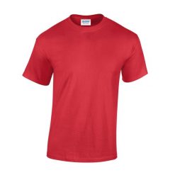 Ciężka Bawełniana Koszulka Unisex Dla Dorosłych. Czerwone bluzki GILDAN, xl, bez wzorów, z bawełny, sportowe, bez kołnierzyka, bez ramiączek. Za 30.99 zł.