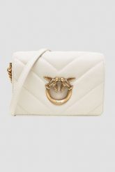 PINKO Beżowa kopertówka Love Click Mini. Brązowe torebki klasyczne Pinko, bez wzorów, ze skóry, bez dodatków. W wyprzedaży za 1,679.99 zł.