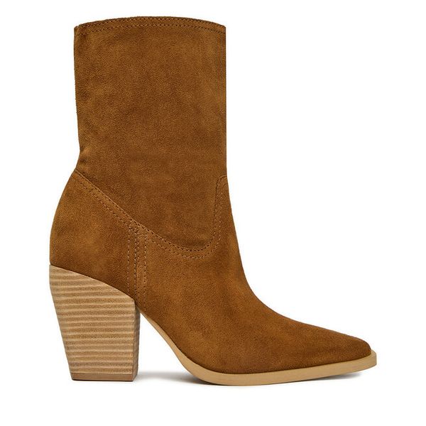 Botki Simple. Brązowe botki Simple, bez wzorów, bez obcasa, na słupku, bez zapięcia. Za 599.00 zł.