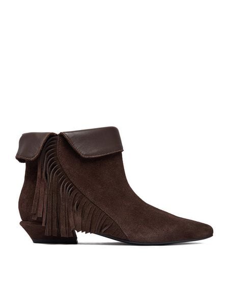 GINO ROSSI Botki EO-26124-03 Brązowy ciemny. Brązowe botki Gino Rossi, bez wzorów, ze skóry, bez obcasa, na słupku, bez zapięcia. Za 399.99 zł.