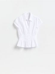 Taliowana koszula - biały. Białe koszule Reserved, l, bez wzorów, z bawełny, bez kołnierzyka, bez ramiączek. Za 89.99 zł.