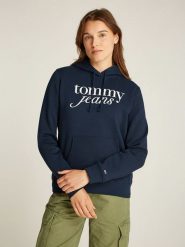 TOMMY JEANS Bluza w kolorze granatowym rozmiar: L. Niebieskie bluzy Tommy Jeans, l, bez wzorów, z bawełny, z kapturem. Za 233.33 zł.