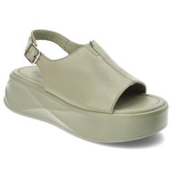 Zielone Sandały S.Barski Modne Obuwie Damskie. Zielone sandały S.BARSKI, bez wzorów, z materiału, eleganckie, bez obcasa, bez zapięcia. Za 209.00 zł.