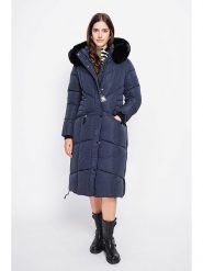 ASSUILI Płaszcz pikowany w kolorze granatowym rozmiar: 38. Niebieskie płaszcze Assuili, bez wzorów, bez kaptura. Za 302.35 zł.