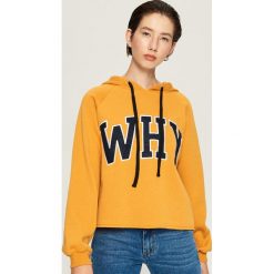 Krótka bluza z kapturem - Żółty. Żółte bluzy Sinsay, l, bez wzorów, z kapturem. Za 49.99 zł.