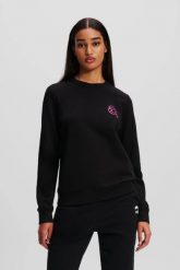 KARL LAGERFELD Czarna bluza damska Ikonik 2.0 Jelly, Rozmiar M. Czarne bluzy sportowe KARL LAGERFELD, m, bez wzorów, z bawełny, bez kaptura. W wyprzedaży za 399.99 zł.