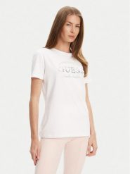 Guess T-Shirt V5YI12 J1314 Biały Regular Fit. Białe t-shirty Guess, m, z aplikacjami, z bawełny, bez kołnierzyka, bez ramiączek. Za 159.99 zł.