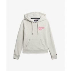 Damska bluza z kapturem w tęczowe paski Superdry. Szare bluzy Superdry, bez wzorów, z kapturem. Za 334.85 zł.