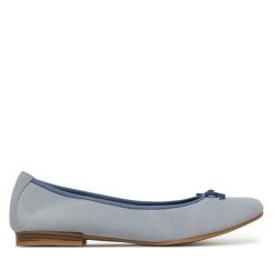 Baleriny Tamaris. Niebieskie baleriny Tamaris, bez wzorów, bez obcasa. Za 269.99 zł.