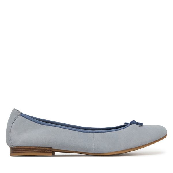 Baleriny Tamaris. Niebieskie baleriny Tamaris, bez wzorów, bez obcasa. Za 269.99 zł.