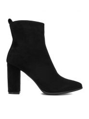 DeeZee Botki E-5133-6 Czarny. Czarne botki DeeZee, bez wzorów, z materiału, bez obcasa, na słupku, bez zapięcia. Za 199.99 zł.