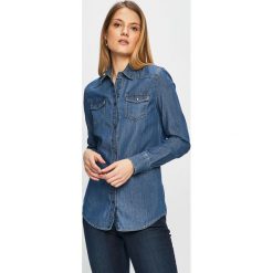 Trussardi Jeans - Koszula. Niebieskie koszule Trussardi Jeans, bez wzorów, z bawełny, bez kołnierzyka, bez ramiączek. W wyprzedaży za 269.90 zł.