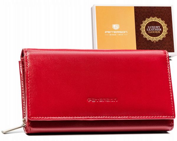 Portfel skórzany Peterson PTN BD-11-GCL czerwony. Czerwone portfele Peterson, bez wzorów, ze skóry. Za 84.99 zł.